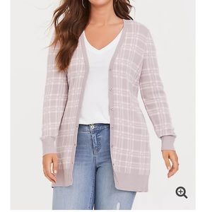 Torrid size 2 purple and pink plaid cardigan